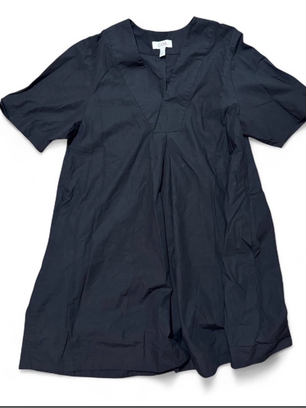 COS Black Midi Dress with V-Neck